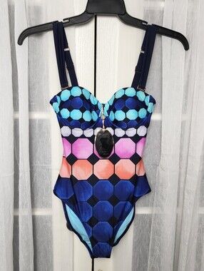 Ted Baker Ceca Marina Mosaic Swimsuit 32 C/D NWT Multicolored Geometric Swimwear